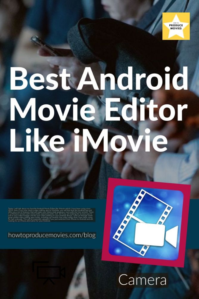 Best android Movie Editor Like IMovie with Powerdirector Logo and hands holding cellhpones